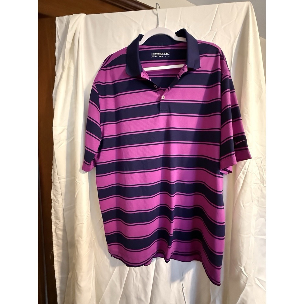 nike golf polo xl purple Dri Fit And Blue Strip top Sz Xl ADDED PICTURE